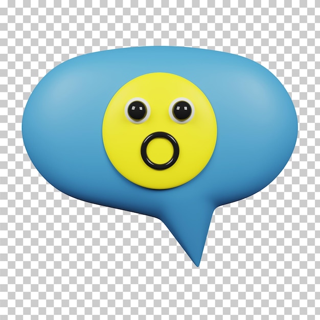 Surprise face bubble speech isolated 3D rendering