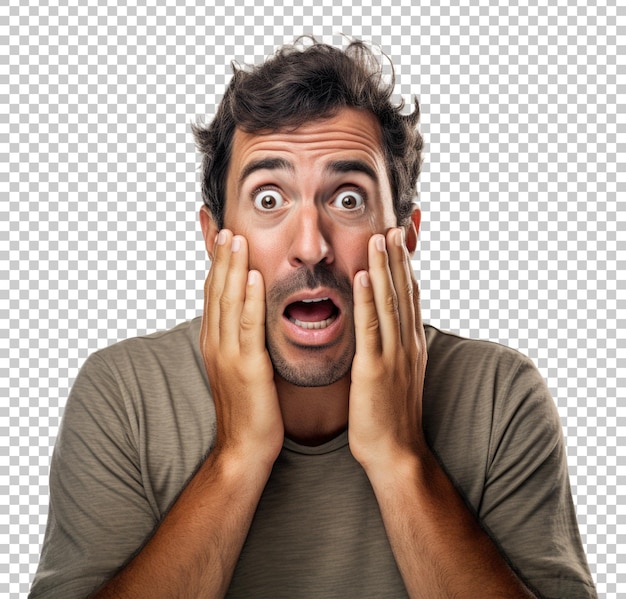 PSD surprised man isolated on transparent background