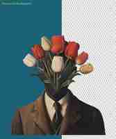 PSD surreal elegance ren magrittes man with tulips concealing identity