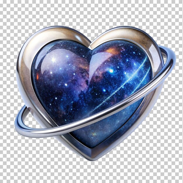 PSD surrealist heart planet upon gravity hole on transparent background