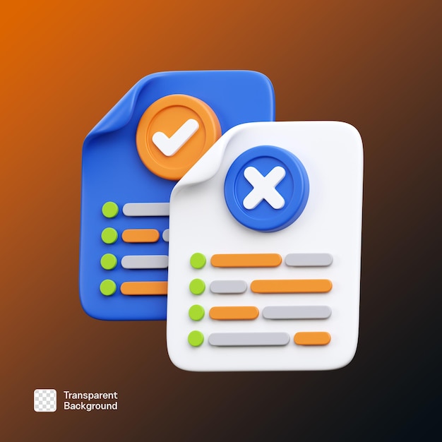 Survey Pro and Cons 3D Icon Illustration PNG Template