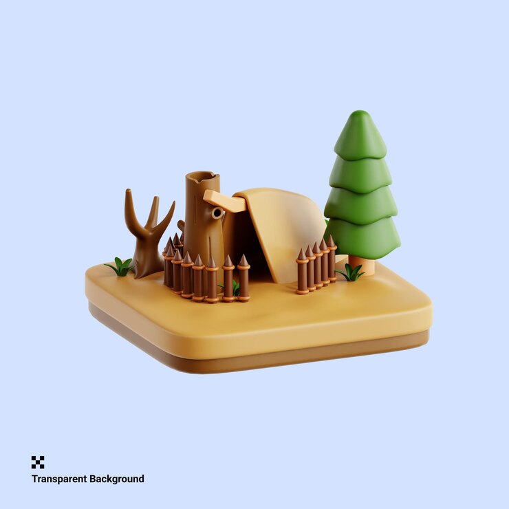 PSD survival location for adventure 3d icon illustration