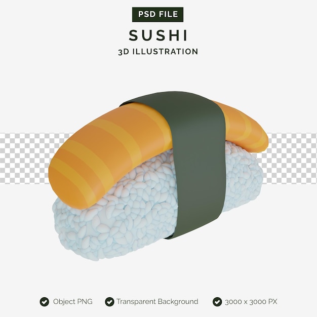 PSD illustrazione 3d di sushi