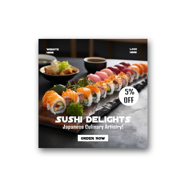 PSD modello di banner di sushi psd