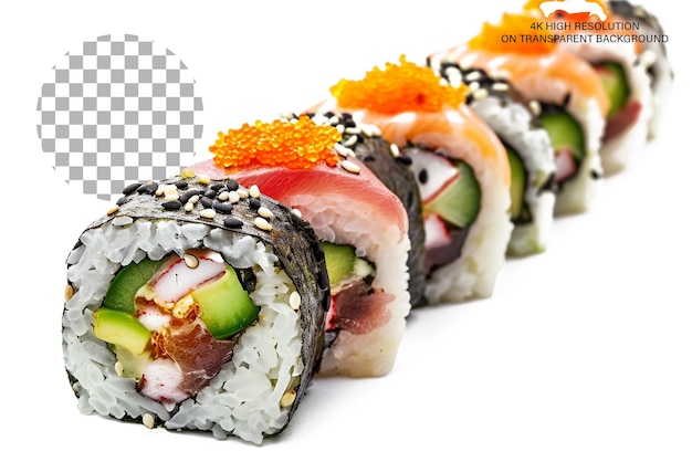 Sushi bar buffet food roll isolated on transparent background