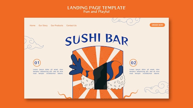 PSD pagina di destinazione del sushi bar