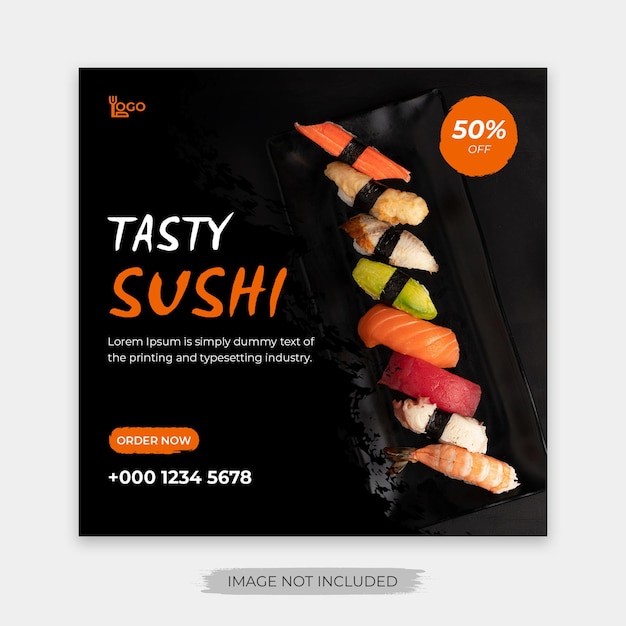 PSD sushi facebook instagram post template