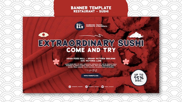 PSD sushi horizontal banner template