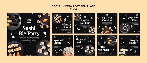 Sushi instagram postsjabloon met foto