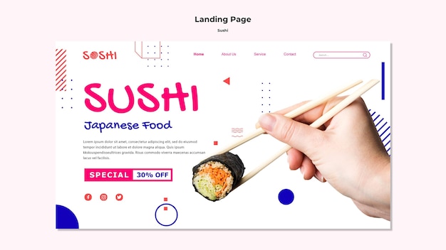 PSD pagina di destinazione del sushi