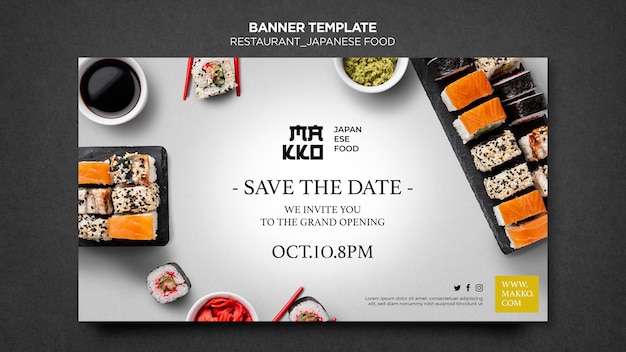 PSD sushi restaurant grand opening banner web template