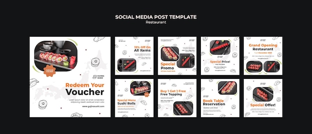 PSD sushi restaurant social media post template