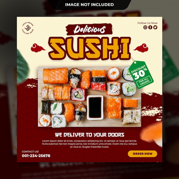 Sushi restaurant social media postsjabloon of instagram post