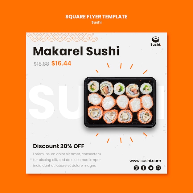 PSD sushi restaurant square flyer