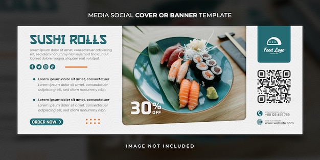 Sushi Rolls Kuchnia japońska Szablon postu w mediach społecznościowych