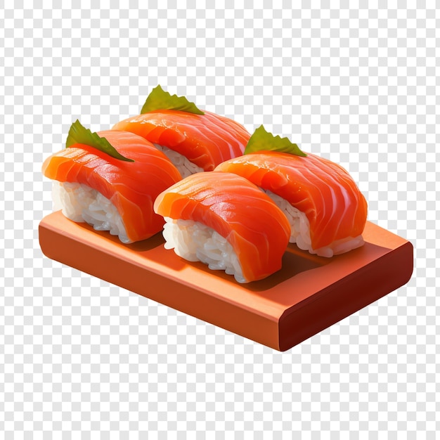 PSD sushi on a tray with a green leaf