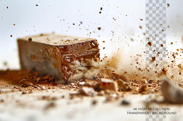 PSD suspended brick a piece of brick defies gravity on a transparent background