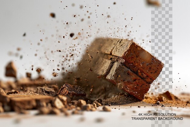 Suspended brick a piece of brick defies gravity on a transparent background