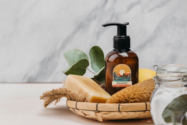 Sustainability cleaning products mockup design