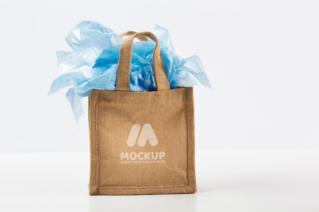 Mockup di borsa in tessuto alternativo sostenibile