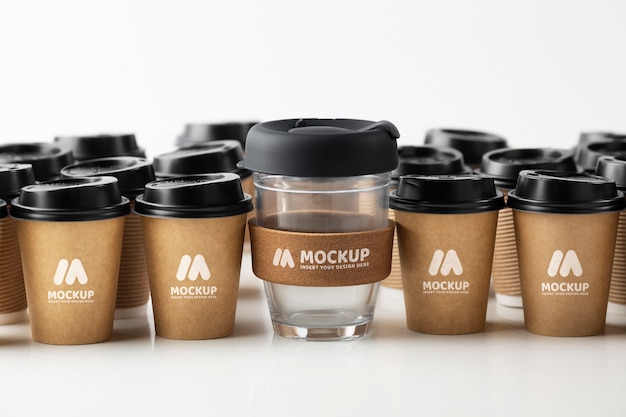 Sustainable alternative with glass cup mockup