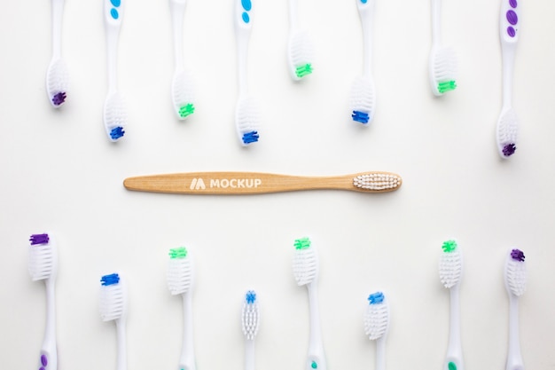 Sustainable alternative wooden brush mockup