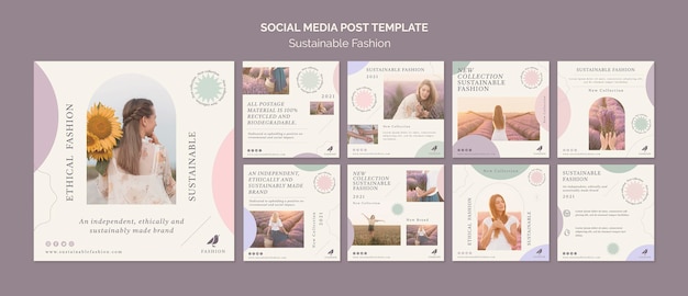 PSD sustainable fashion social media post template