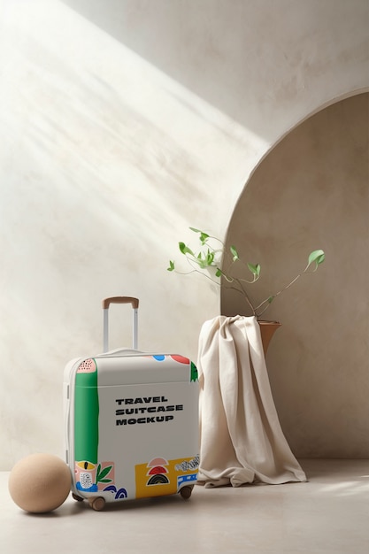 PSD sustainable travel luggage mockup
