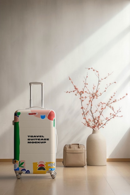 Sustainable travel luggage mockup