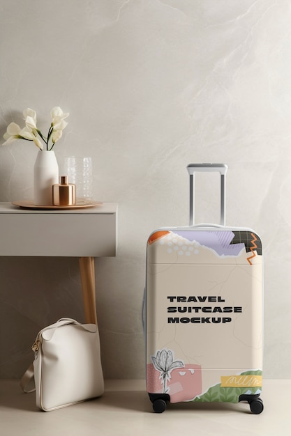 PSD sustainable travel luggage mockup