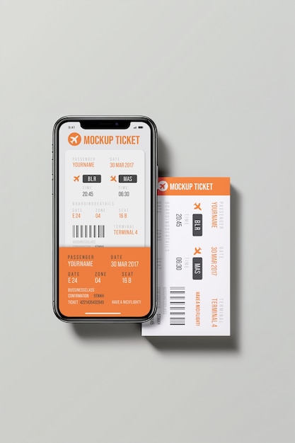 PSD sustainable travel online ticket mockup design