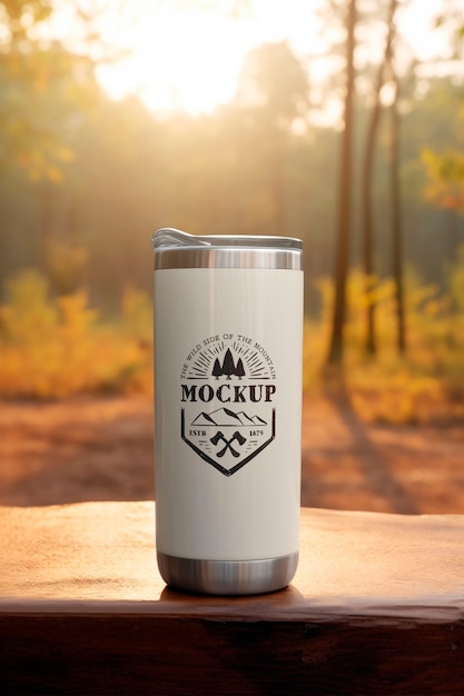 PSD sustainable travel thermos mockup