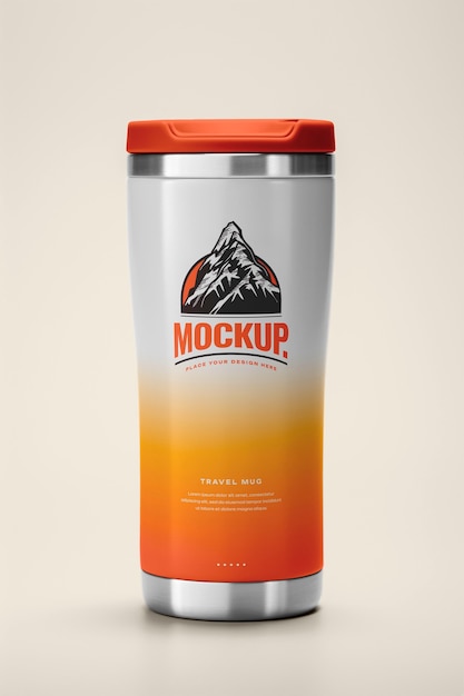 PSD sustainable travel thermos mockup