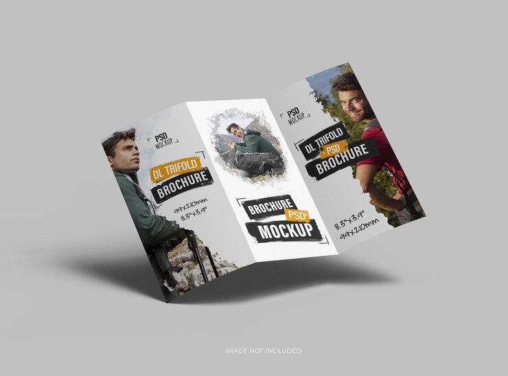 PSD настраиваемый макет брошюры a4 trifold для представления вашего дизайна в 3d