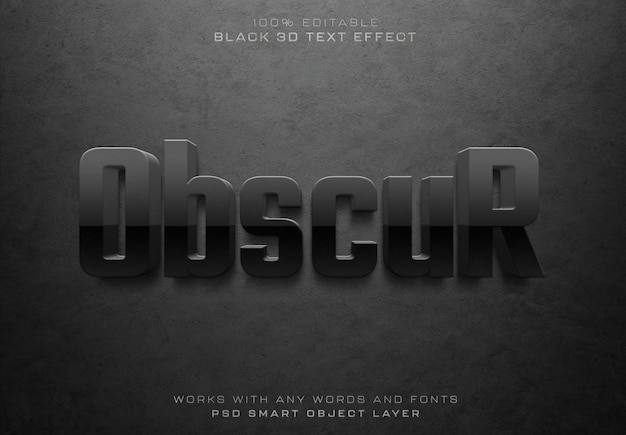 Svart 3d blank teksteffekt Mockup