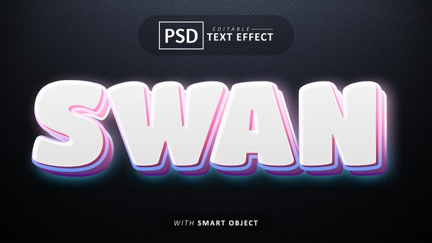 PSD swan 3d text effect editable