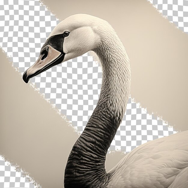 PSD swan head in black and white in close up