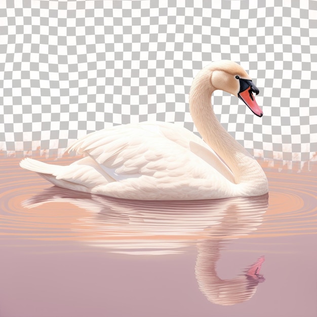 PSD a swan is swimming in the water with a reflection of it