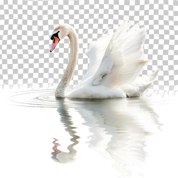 PSD a swan is swimming in the water with a reflection of its wings