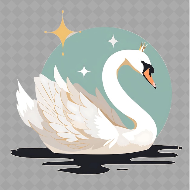 PSD a swan is swimming in the water with the words swan on it