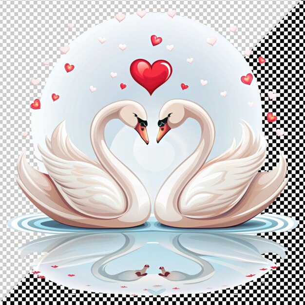 Swan love vector on transparent background