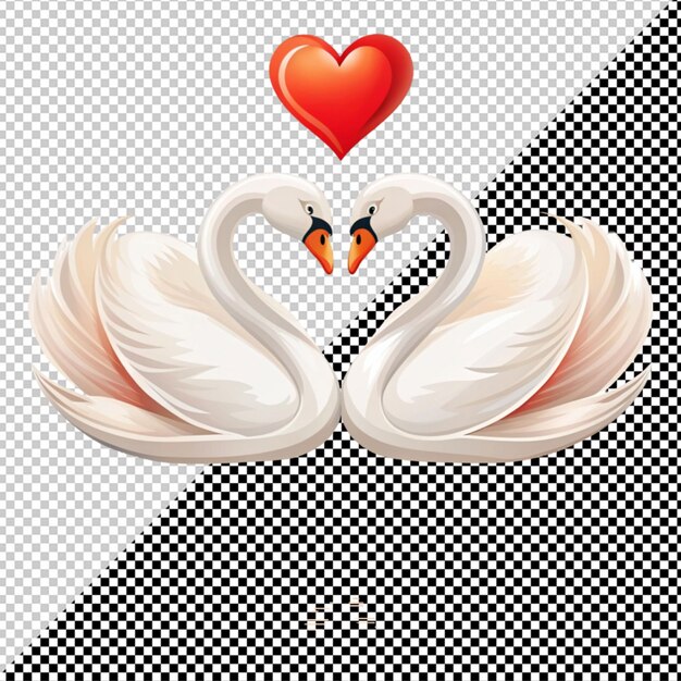 PSD swan love vector on transparent background