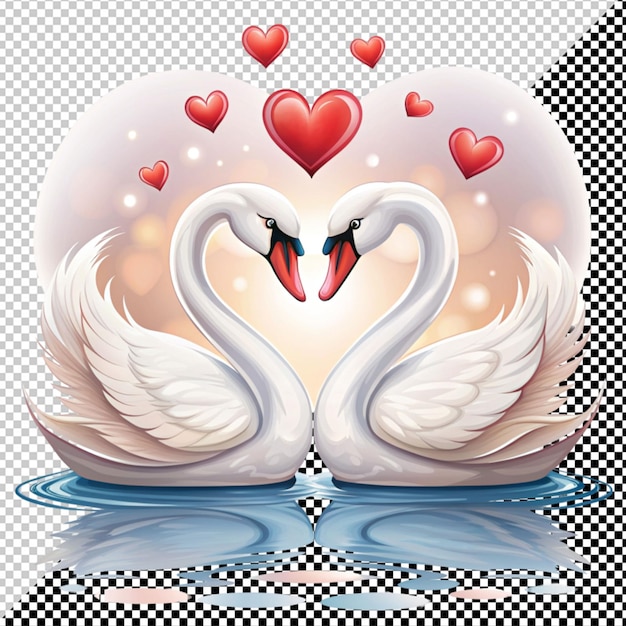 PSD swan love vector on transparent background