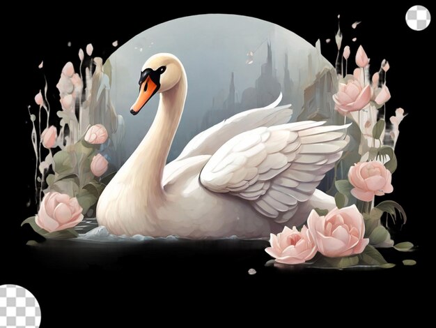 PSD swan princess illustration png transparent