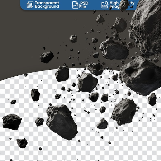 PSD Рой астероидов и много метеоритов спектакль падающего камня и метеоритного дождя.