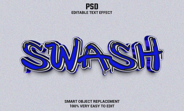 swash 3d editable text effect with background premium psd