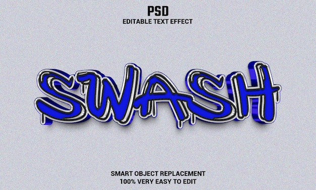 Swash 3d editable text effect with background premium psd