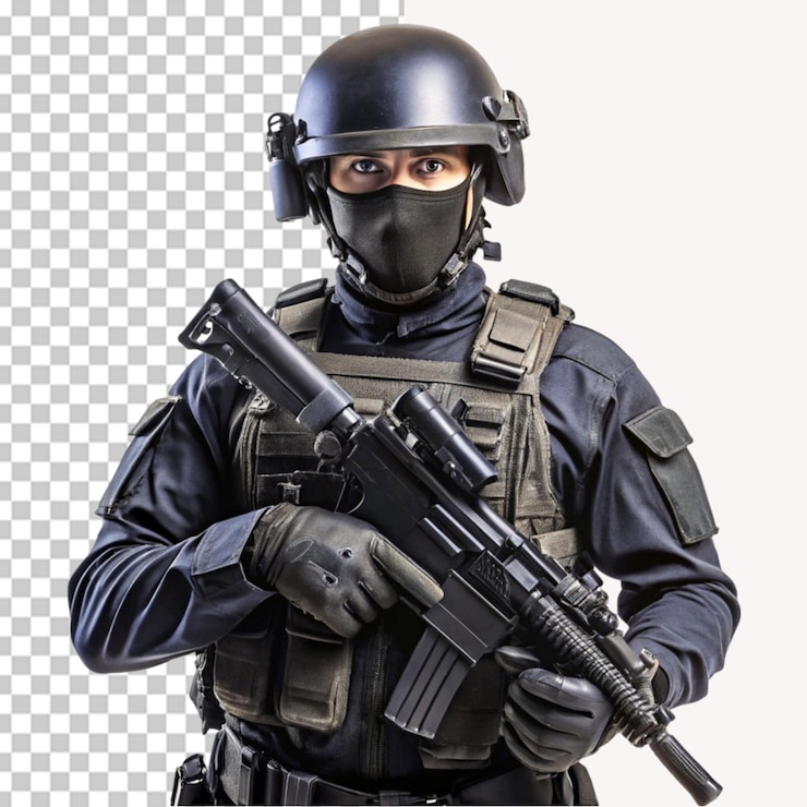 PSD swat man on transparent background