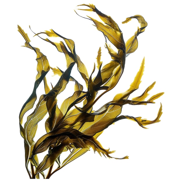 PSD swaying kelp seaweed isolated on white background