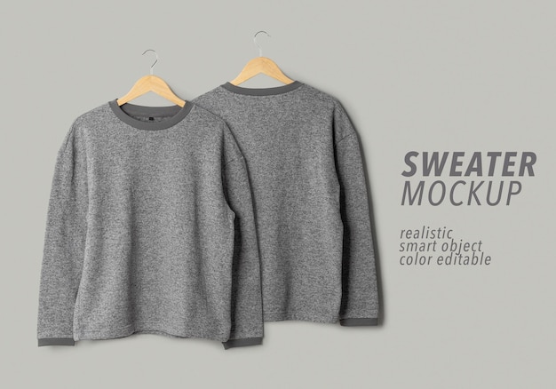 Sweater mockup hanging front and back view Psd template